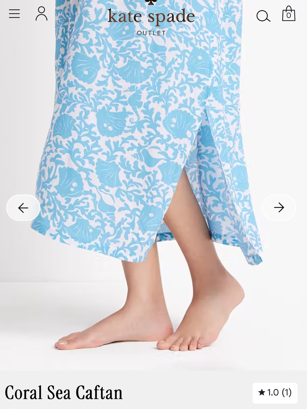 Kate Spade Light Blue Floral Caftan-L/XL - Picture 3 of 6